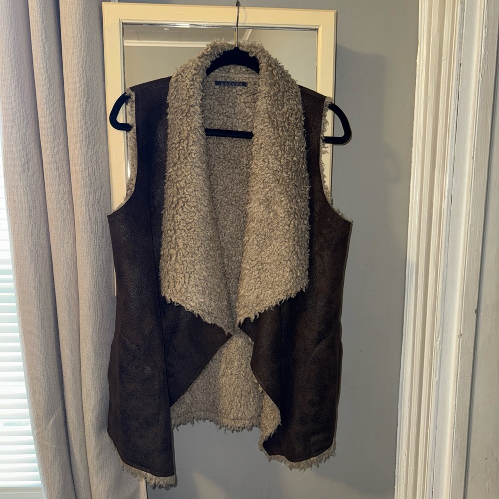 Velvet Brown and Cream Shearling Vest